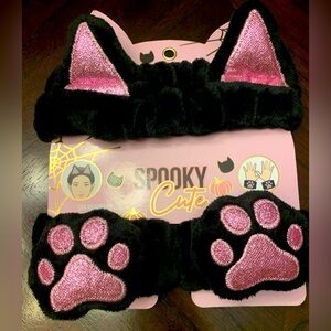 Spooky Cute Spa Cat Headband and Wristbands